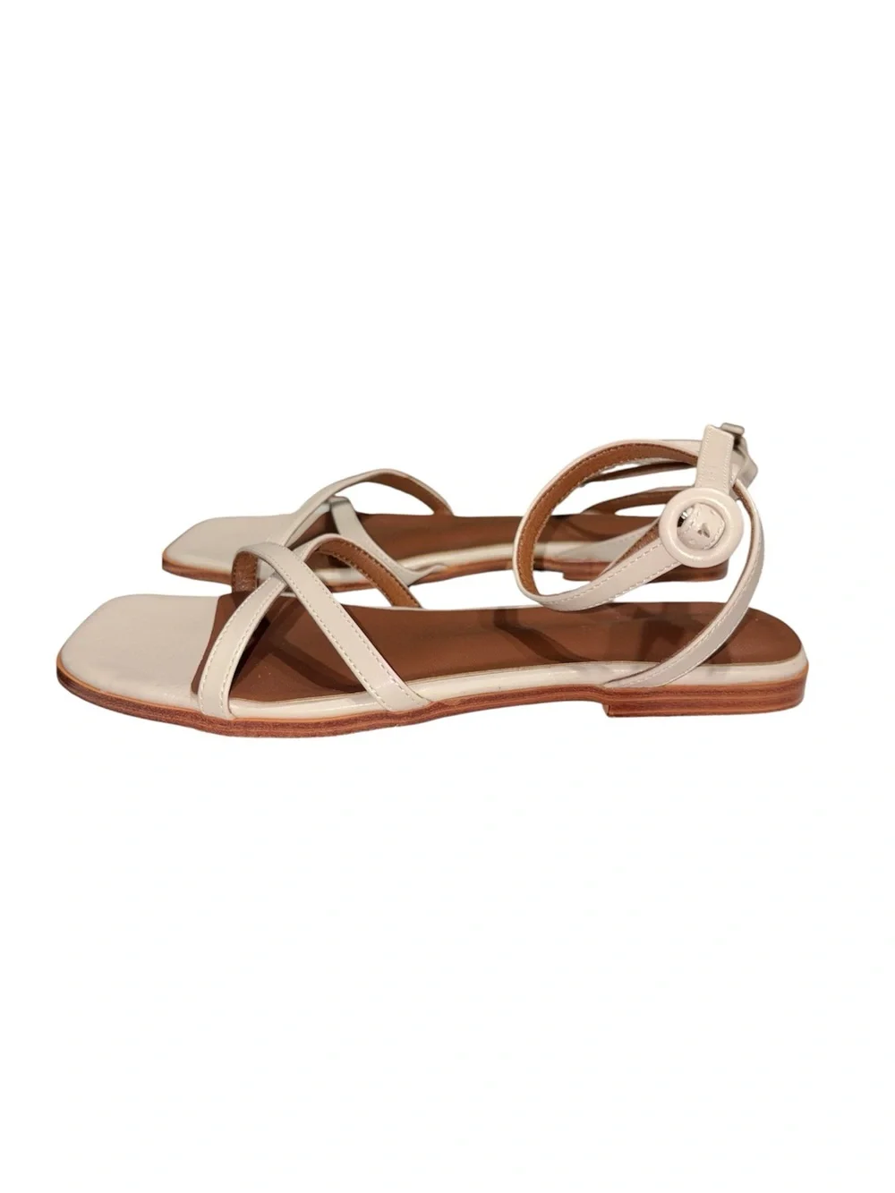 Unbranded Strappy Euro Summer Gladiator Flat Sandals In Ivory/Biege/Cream Size 7 - Picture 5 of 9